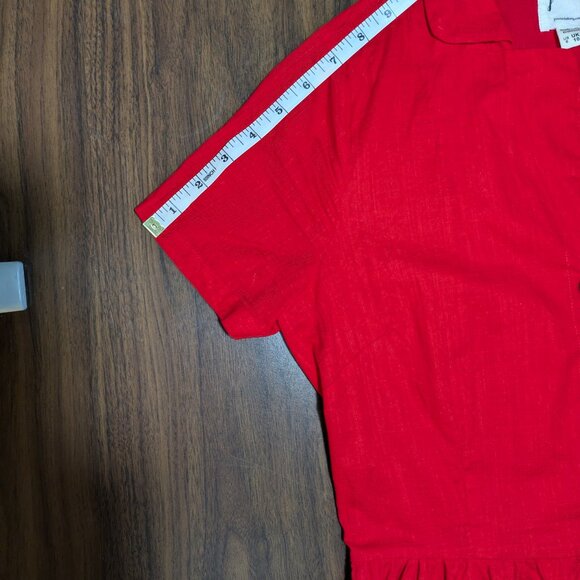 Joanie Red Santo Button-Down Tea Dress - Picture 11 of 12